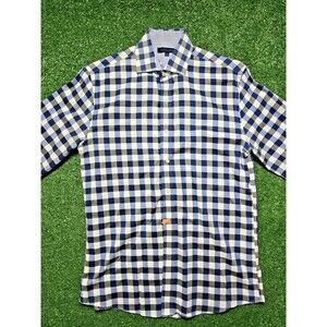 Tommy Hilfiger Cotton Dress Shirt Navy White Men's 15.5 34-35